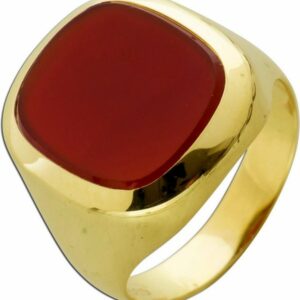 Ch.Abramowicz Piercing-Set Siegelring Edelsteinring Gelbgold 585 feinster roter Carneol Edels