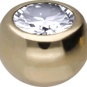 Schraubkugel mit Kristall 18karat Gold Gelbgold 1.6mm x 5mm